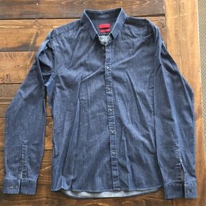HUGO slim fit blue chambray button down
